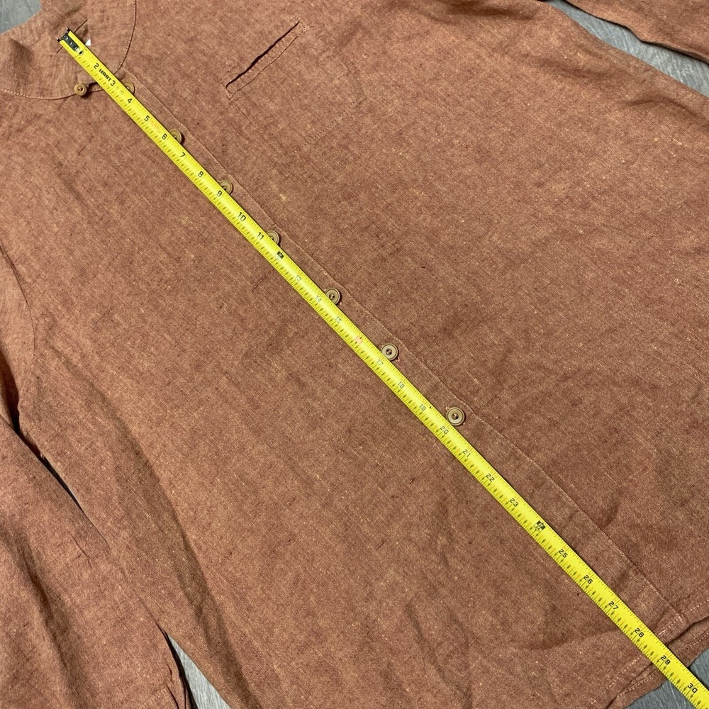 Flax Shirt Women's Orange 100% Linen Button Tunic Minimalist Lagenlook - Size M - Picture 8 of 16